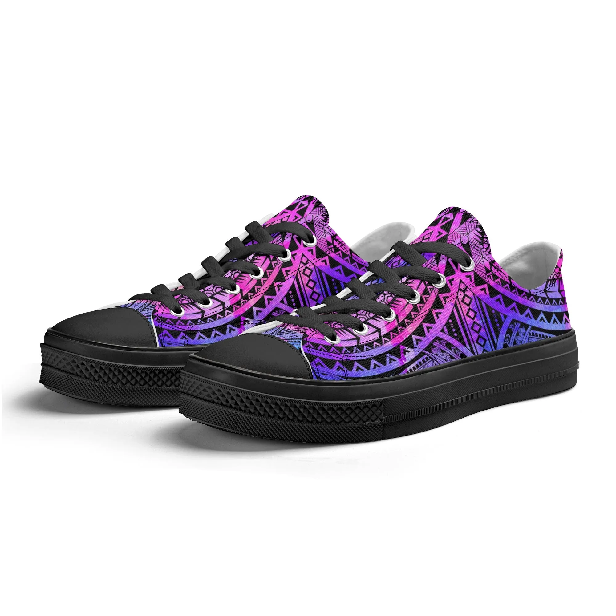 Colorful Purple Abstract Design Pattern - Womens Classic Low Top Canvas Shoes for Footwear Lovers