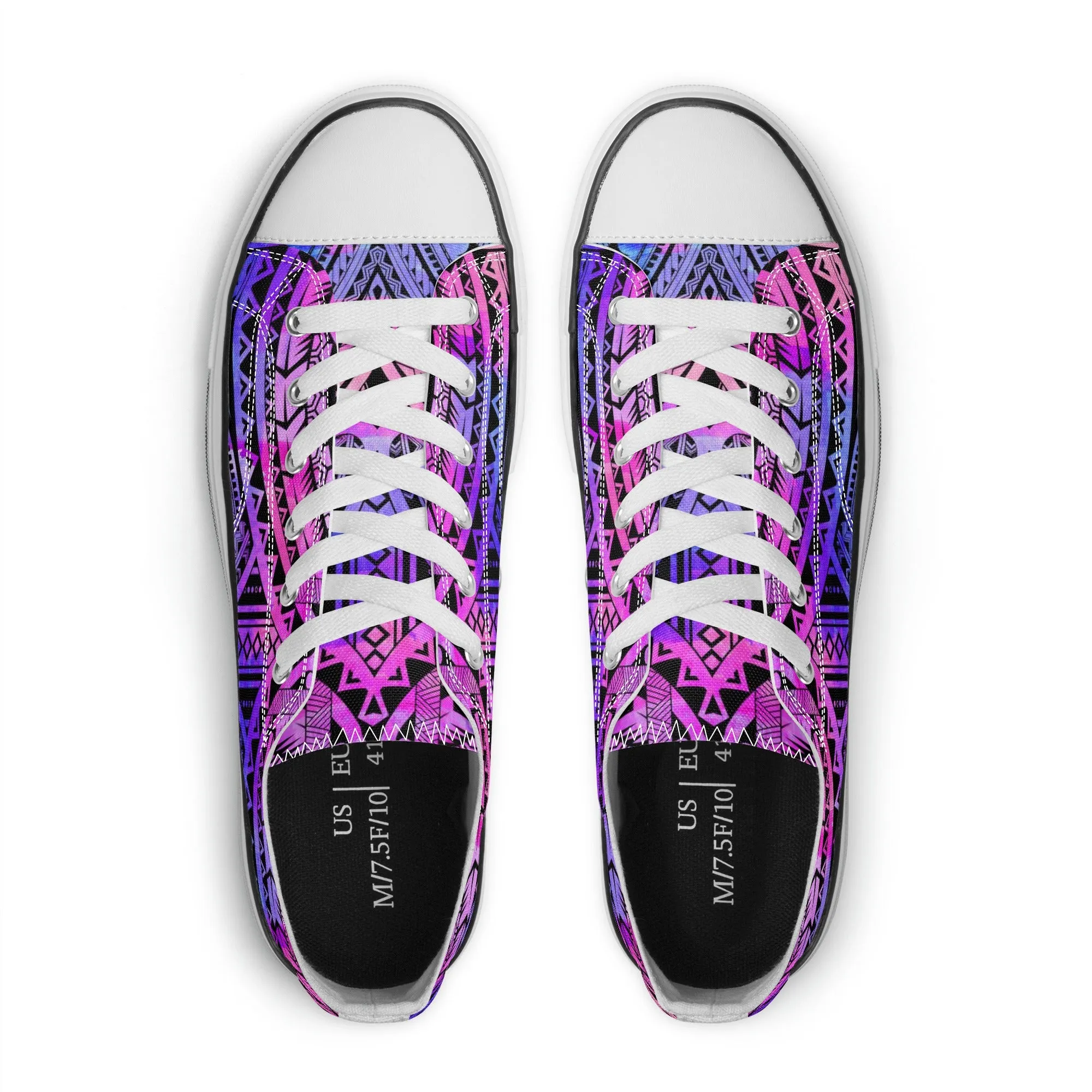 Colorful Purple Abstract Design Pattern - Womens Classic Low Top Canvas Shoes for Footwear Lovers