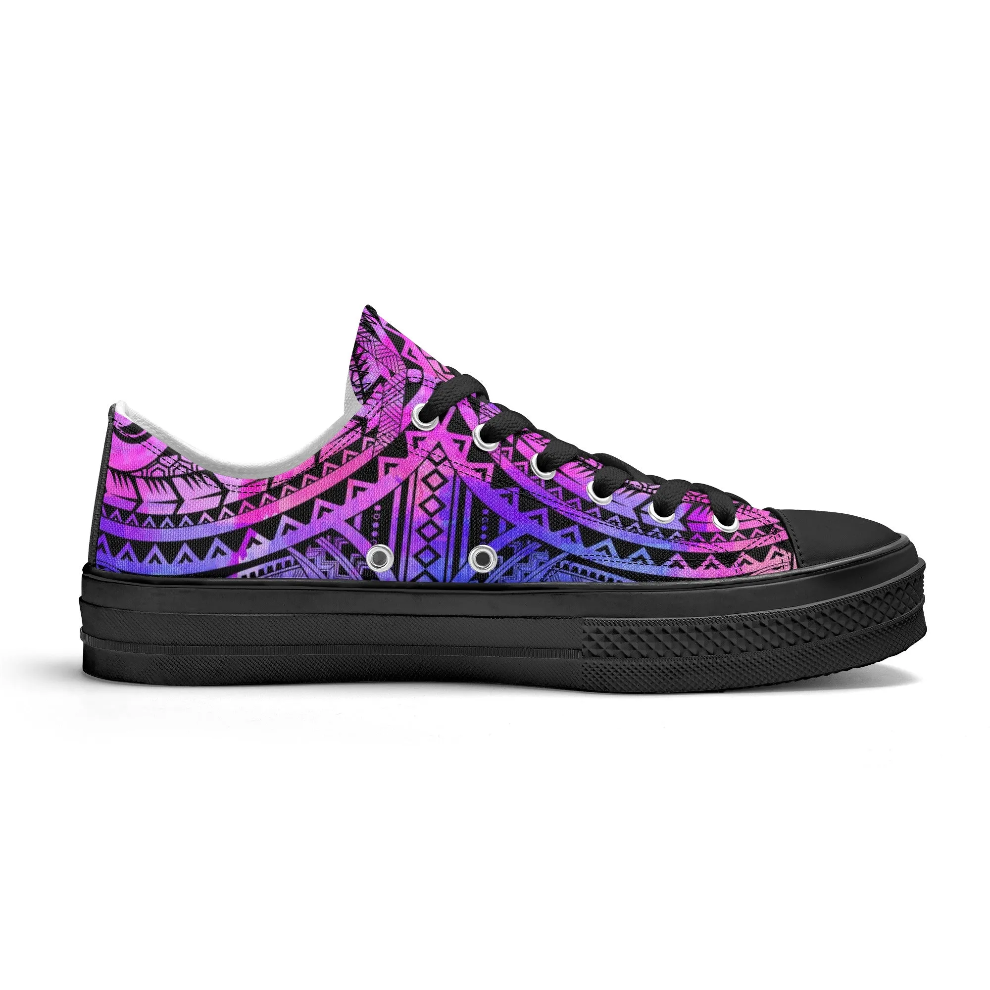 Colorful Purple Abstract Design Pattern - Womens Classic Low Top Canvas Shoes for Footwear Lovers