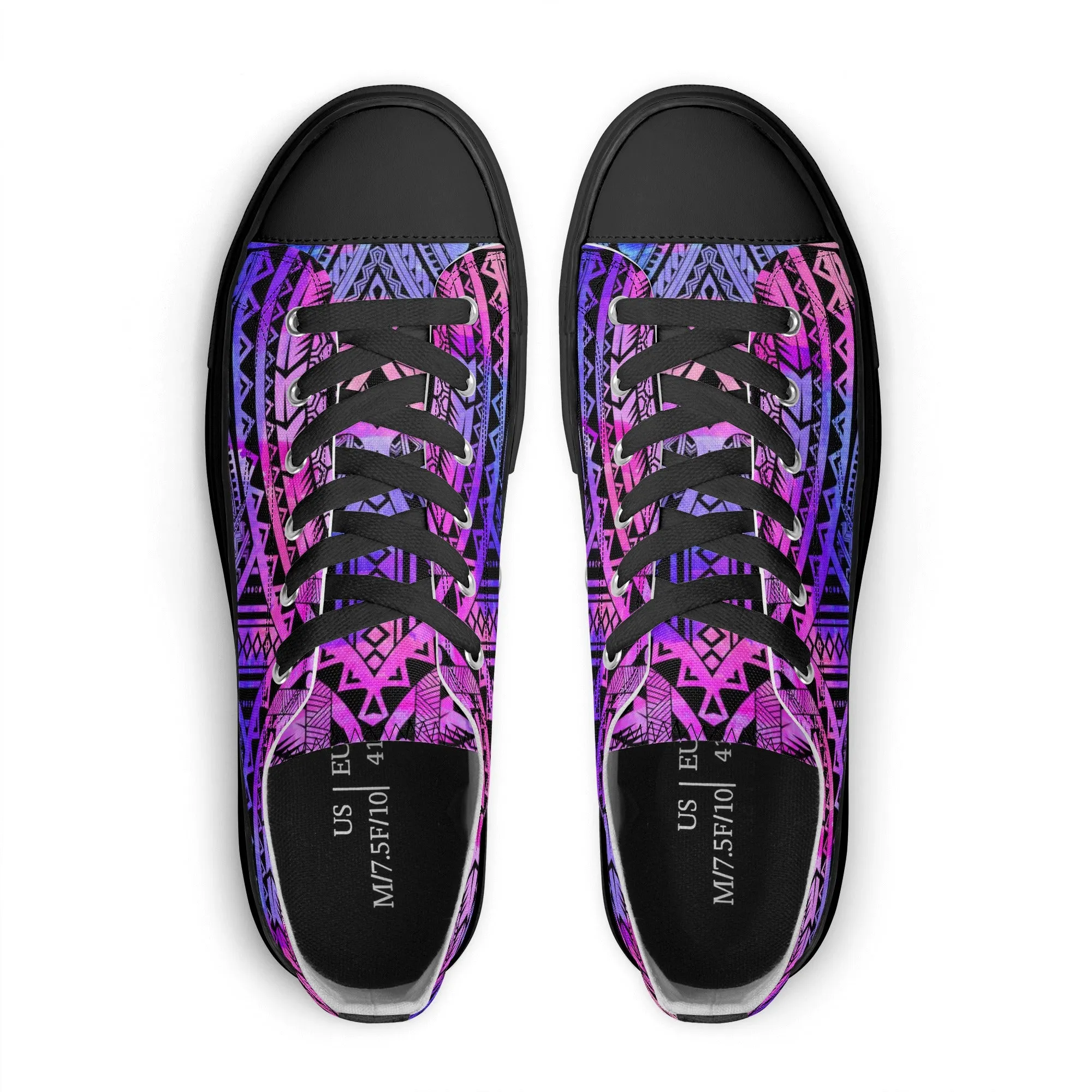 Colorful Purple Abstract Design Pattern - Womens Classic Low Top Canvas Shoes for Footwear Lovers