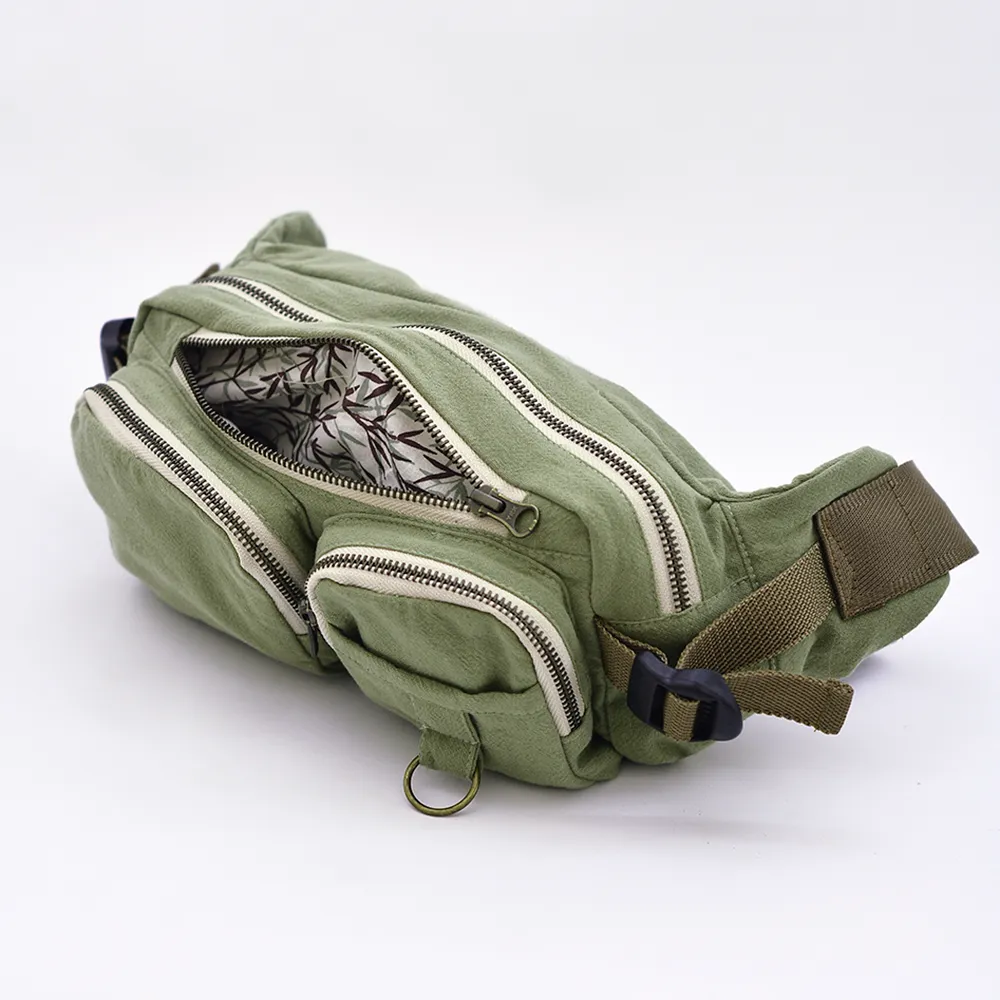 Cotton Linen Fanny Pack - Lichen Green