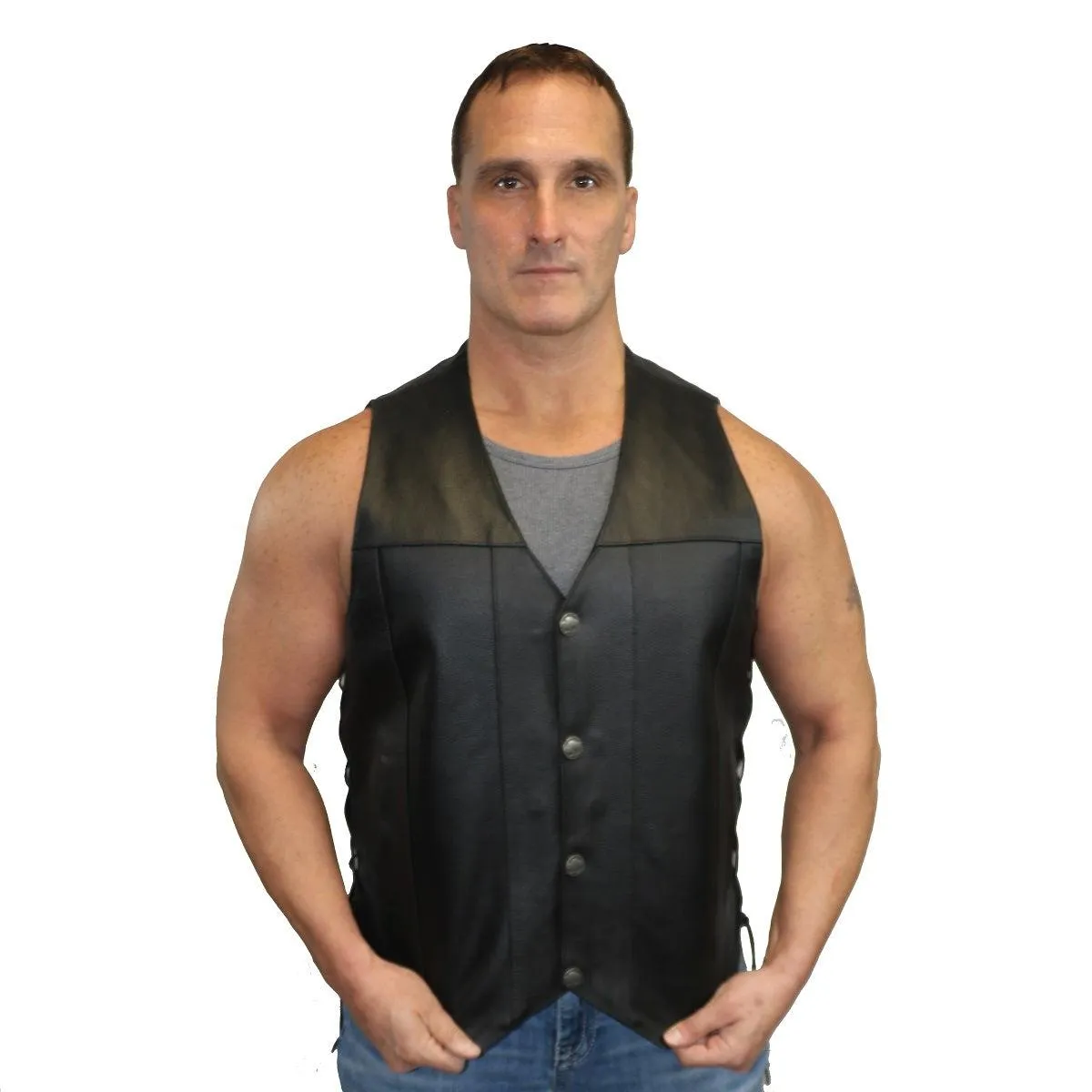 Daniel Smart Buffalo Nickel Head Snaps Vest with Side Lace