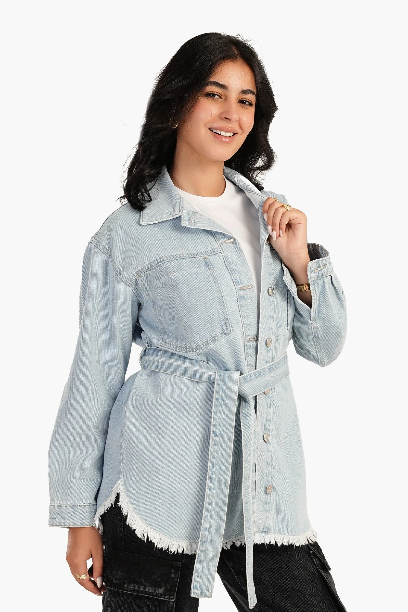 Denim Jacket with Belt