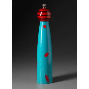 Ellipse E-7 in Turquoise, Red, and Black Wooden Salt and Pepper Mill Grinder Shaker by Robert Wilhelm of Raw Design