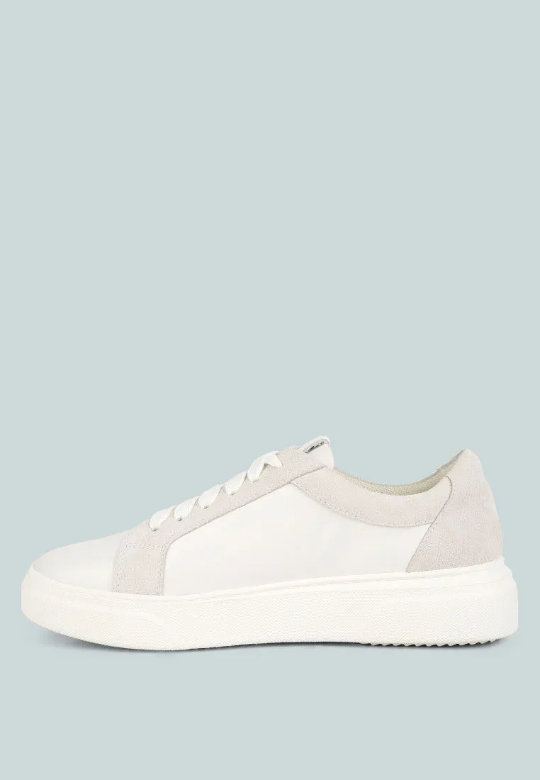 ENDLER Color Block Leather Sneakers in White