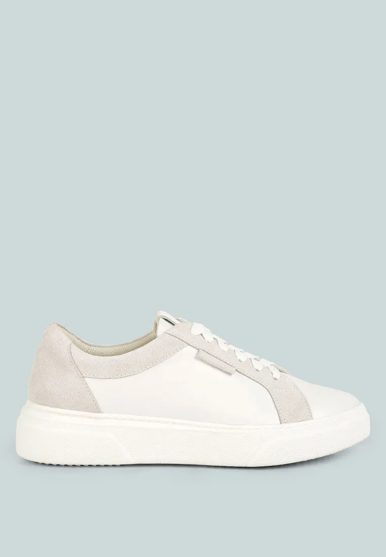 ENDLER Color Block Leather Sneakers in White