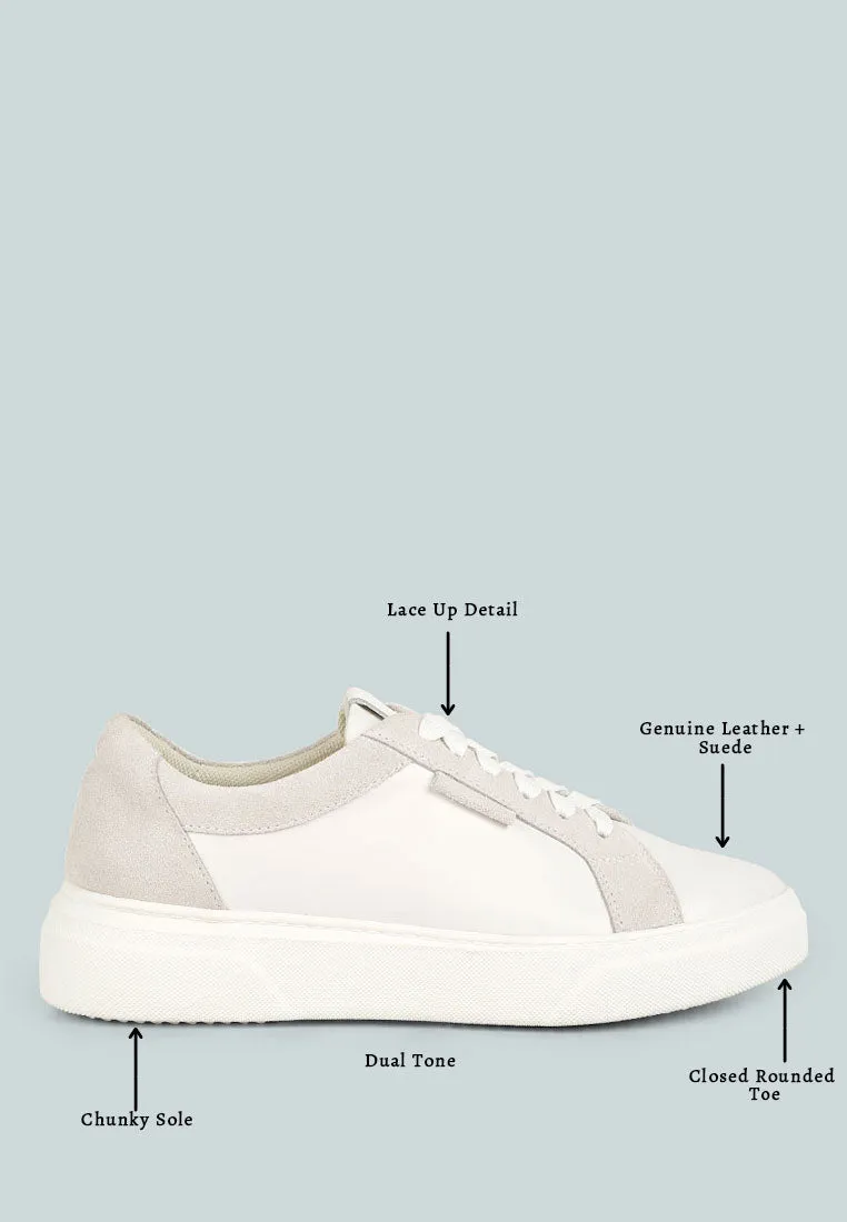 ENDLER Color Block Leather Sneakers in White