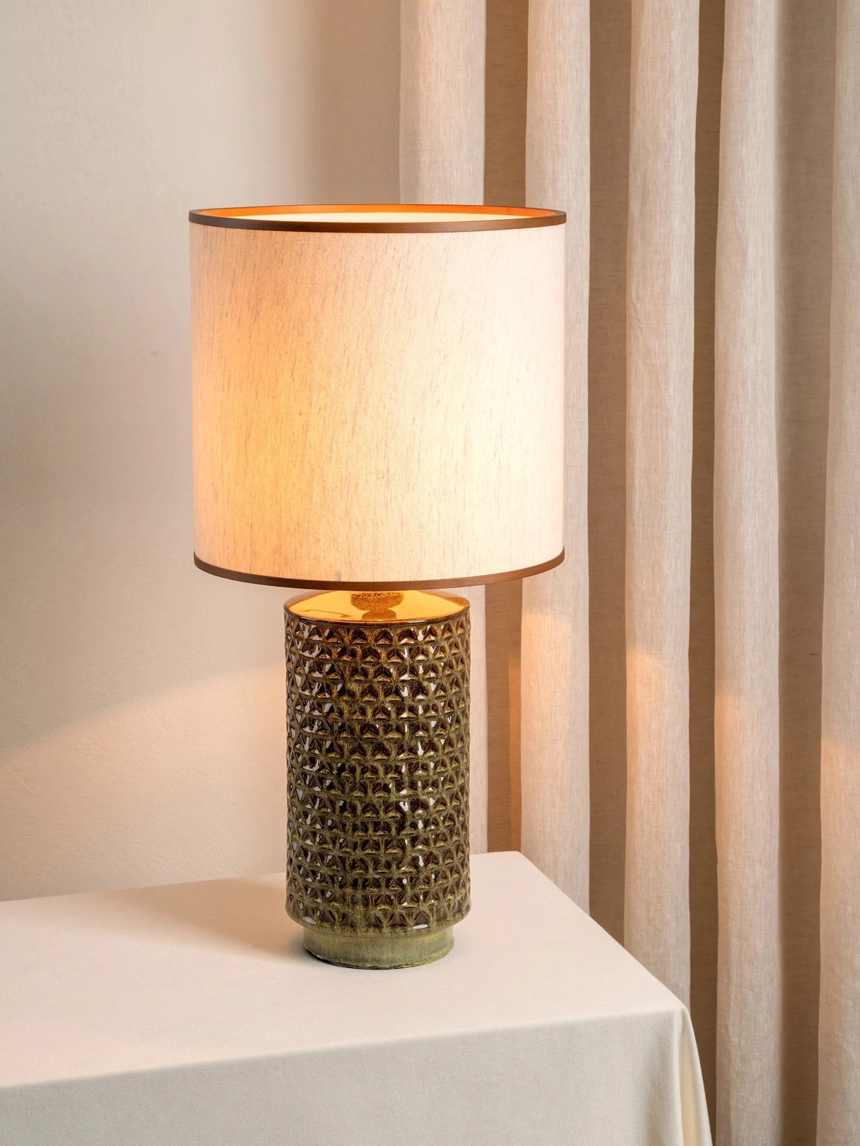 Filaree - tall green glazed ceramic table lamp