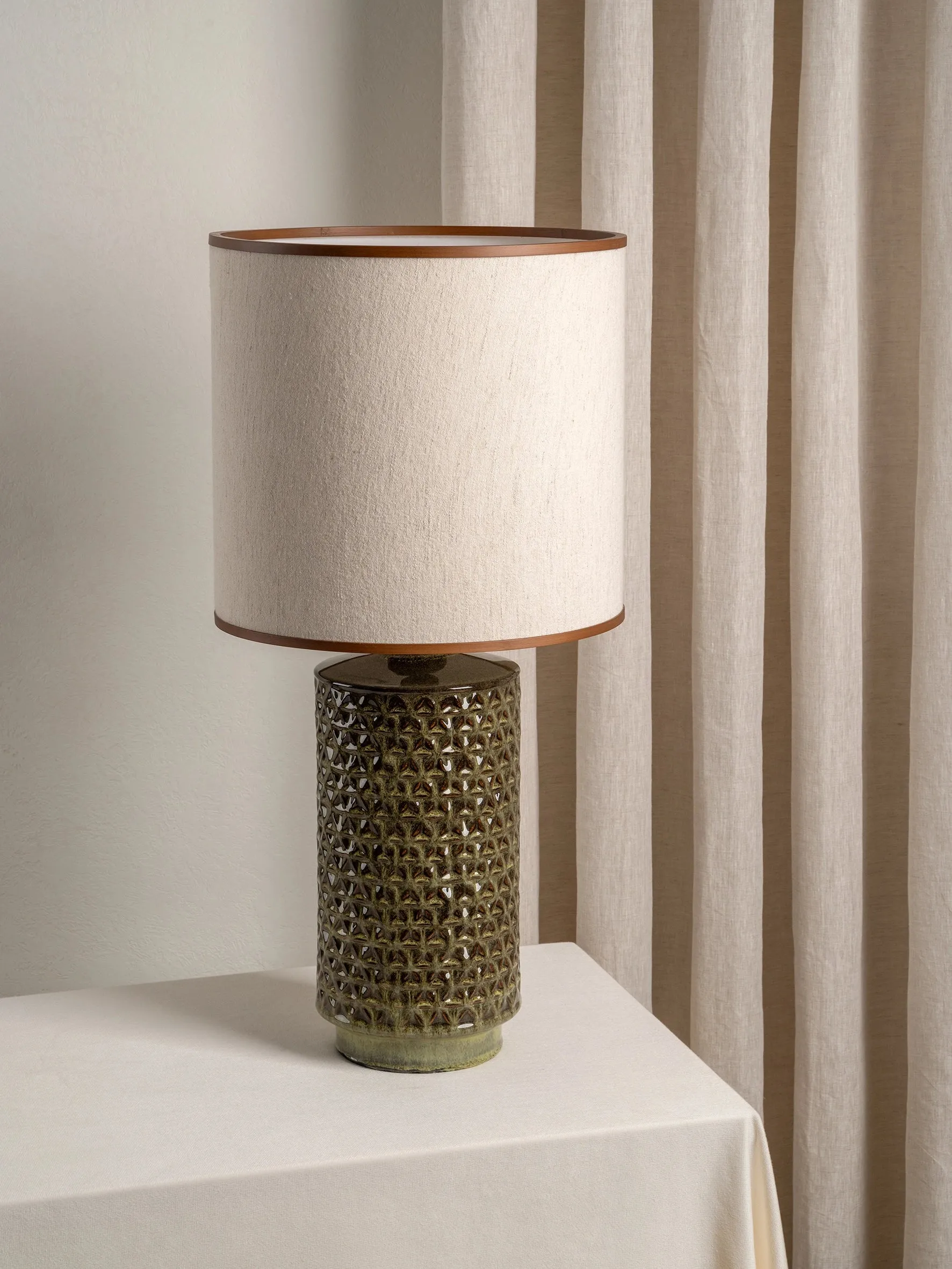 Filaree - tall green glazed ceramic table lamp