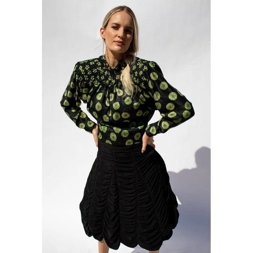 GALANOS 80's Silk Patterned Skirt Set | Size M