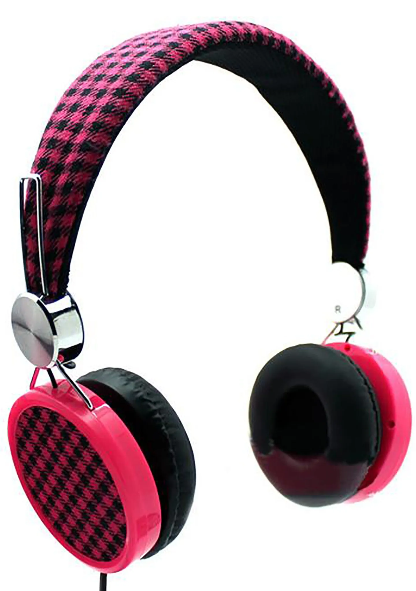 Gingham Woven Stereo Headphones