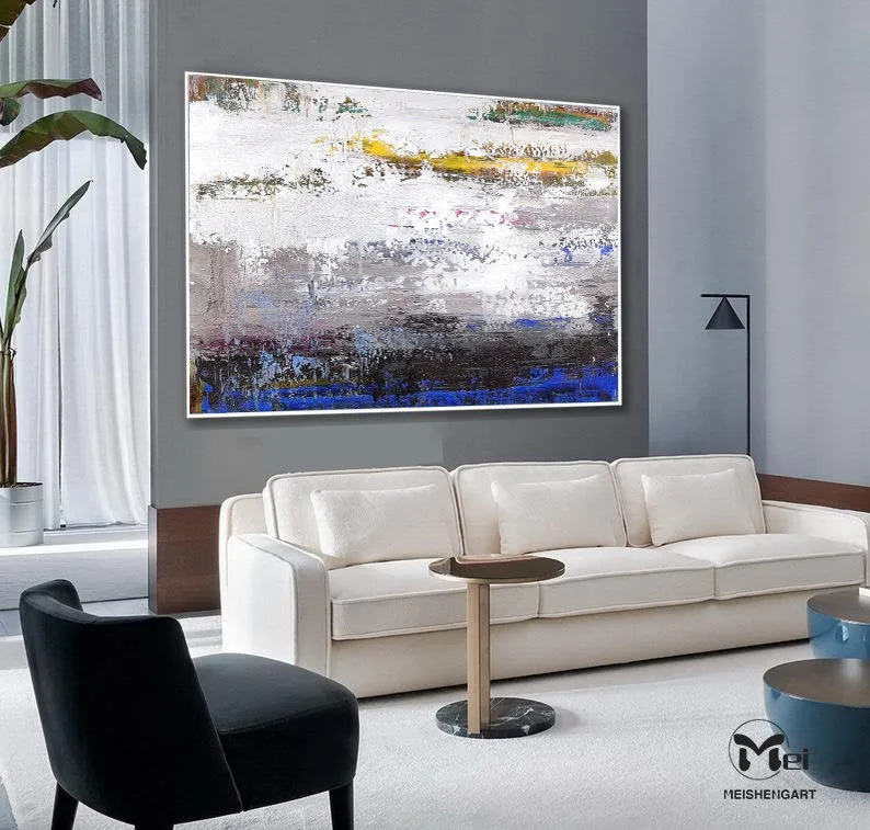 Gold Grey Abstract Painting Original Artwork Kp027