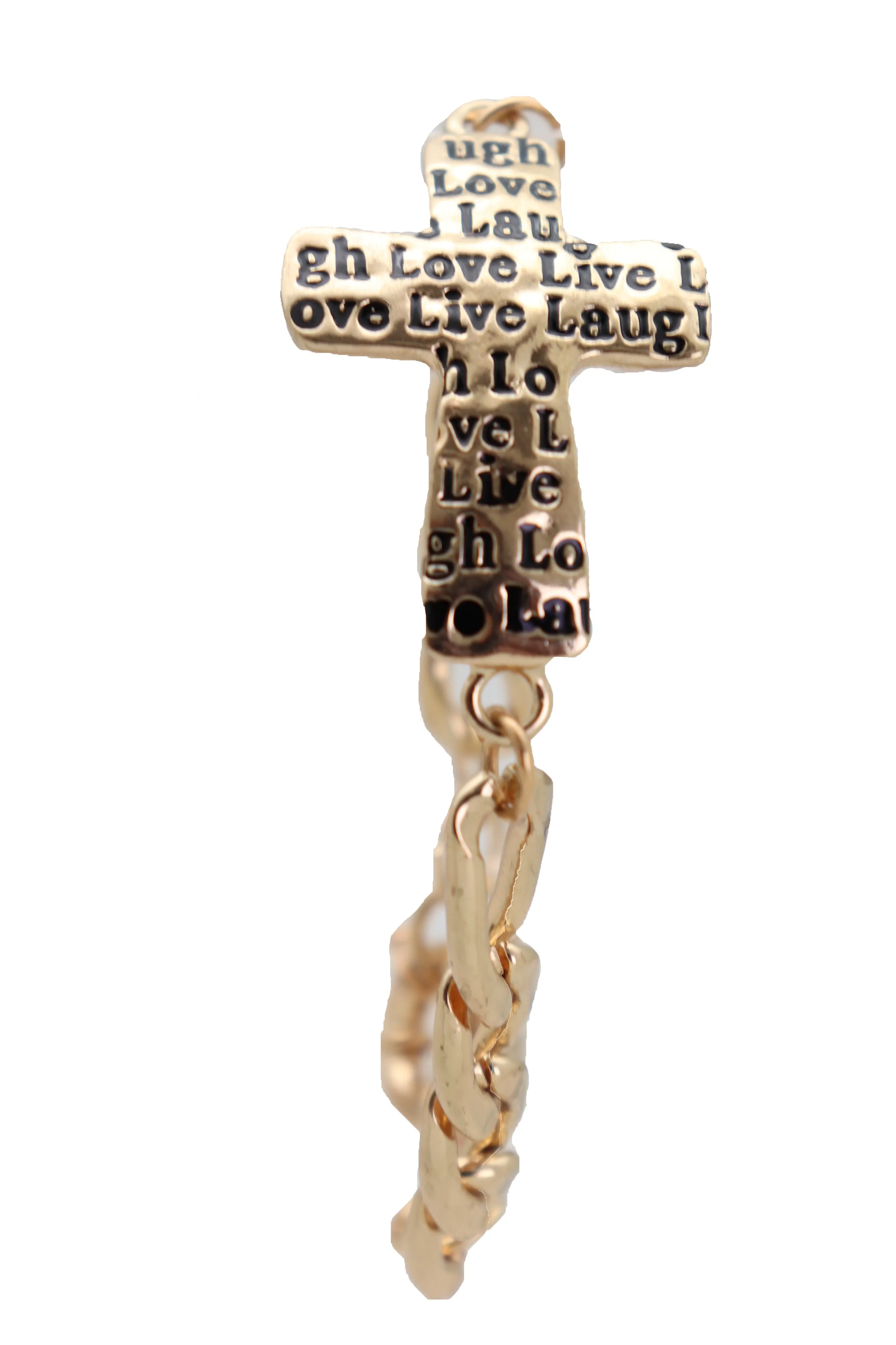 Gold Metal Chain Bracelet Religious Cross Laugh Love Live