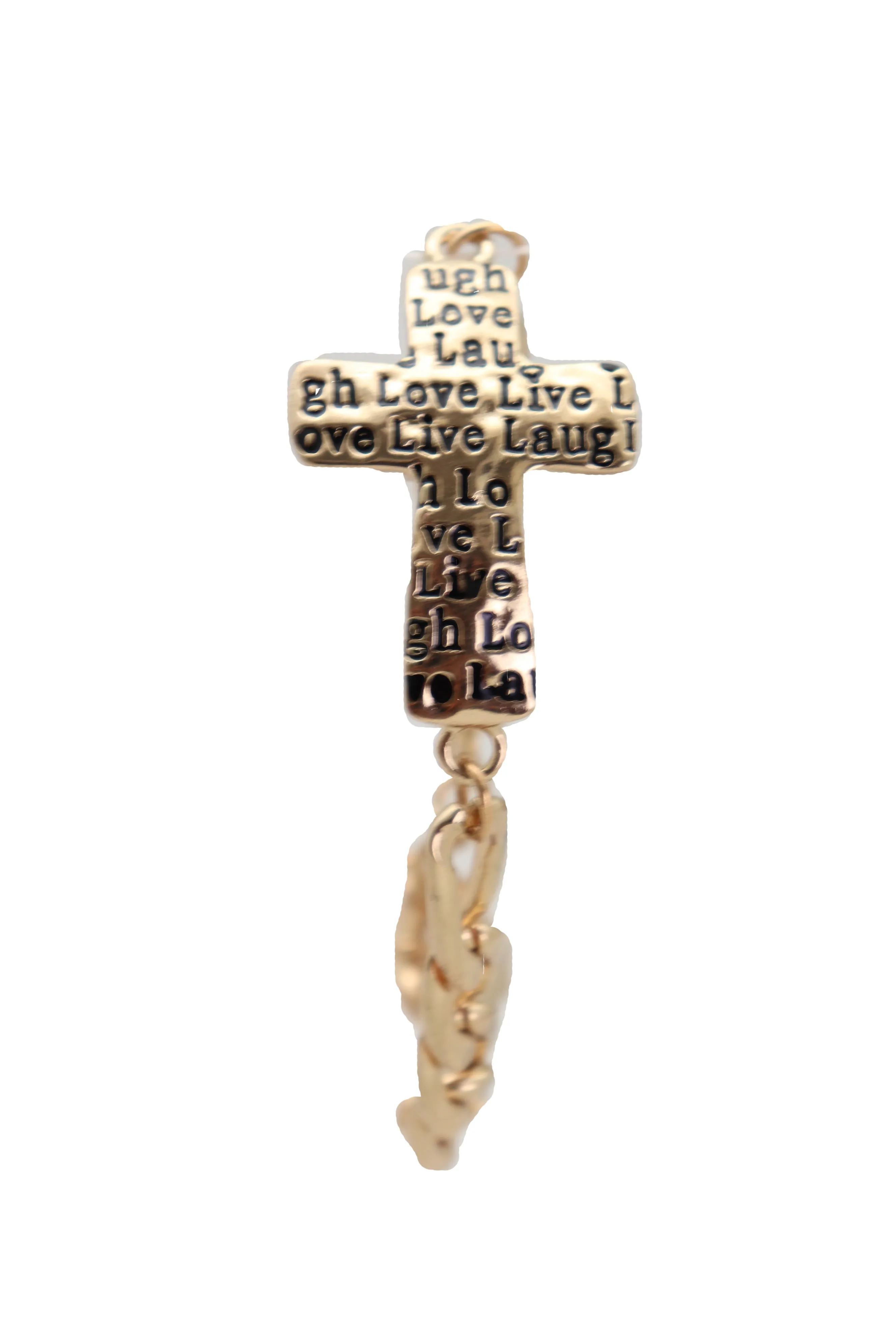 Gold Metal Chain Bracelet Religious Cross Laugh Love Live