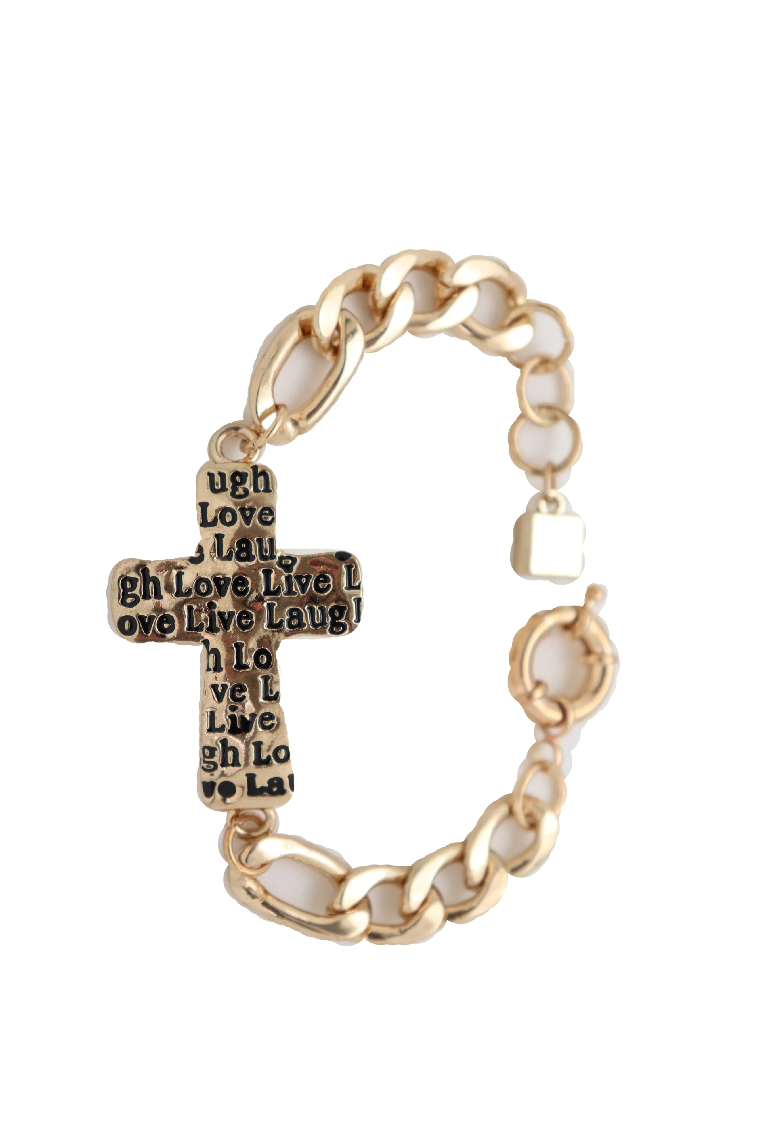 Gold Metal Chain Bracelet Religious Cross Laugh Love Live