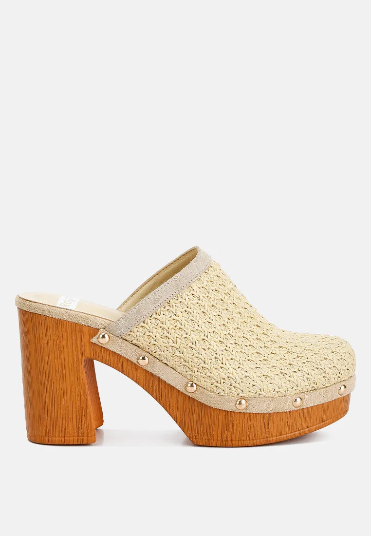 Jeydena Raffia Platform Clogs In Natural