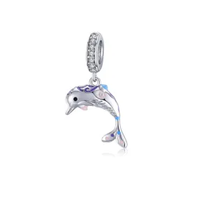 Jumping Dolphin Charm 925 Sterling Silver