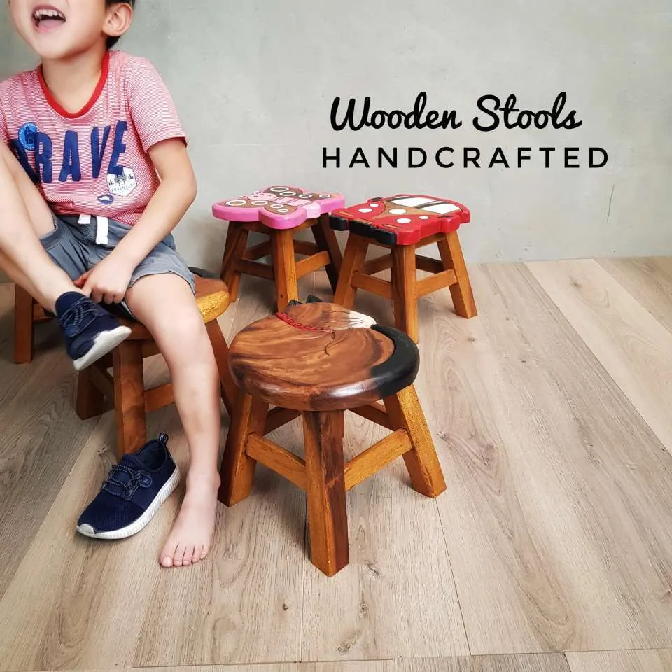 Kids Chair Wooden Stool Animal BUTTERFLY Theme Children’s Chair and Toddlers Stepping Stool