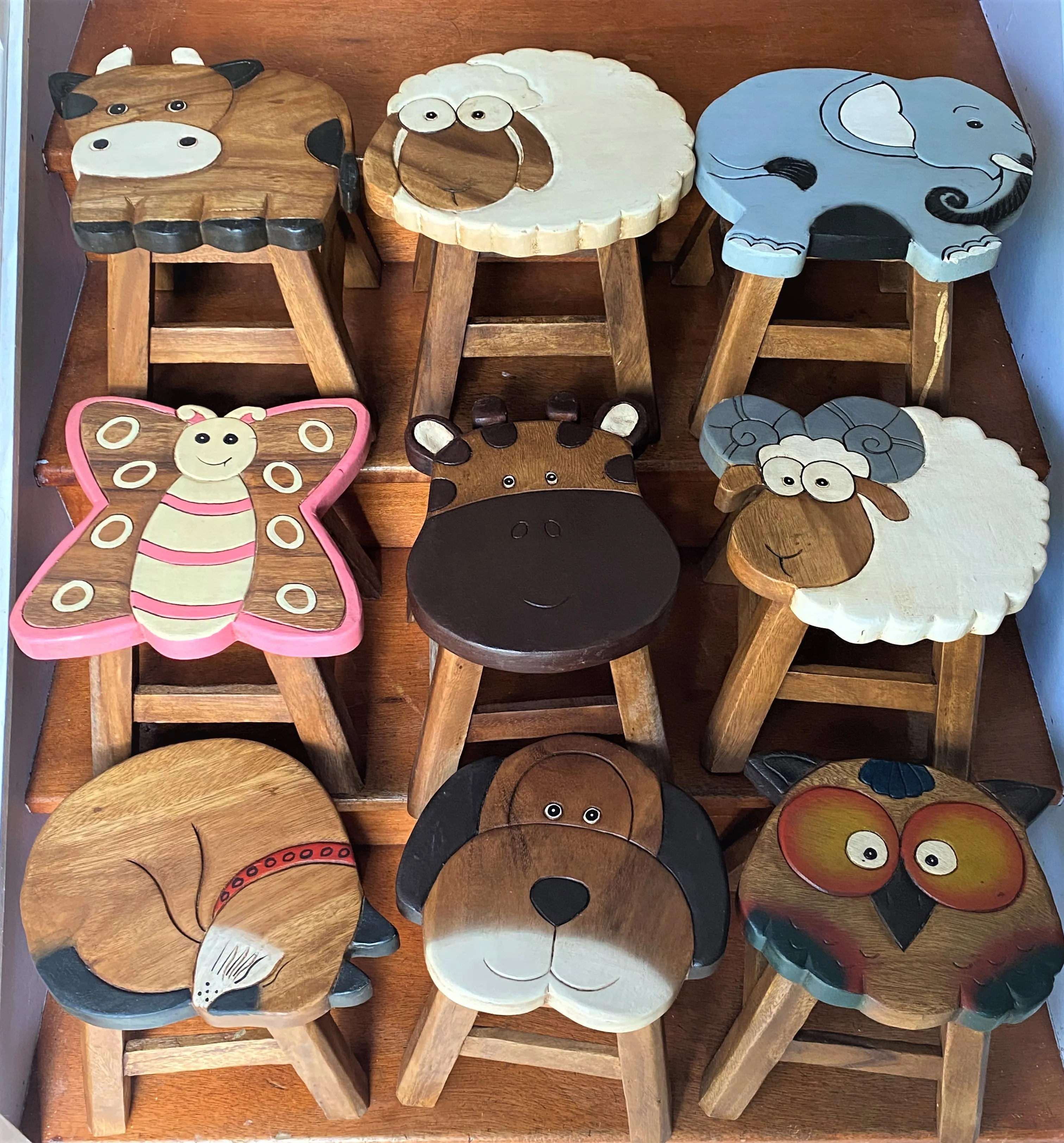 Kids Chair Wooden Stool Animal BUTTERFLY Theme Children’s Chair and Toddlers Stepping Stool