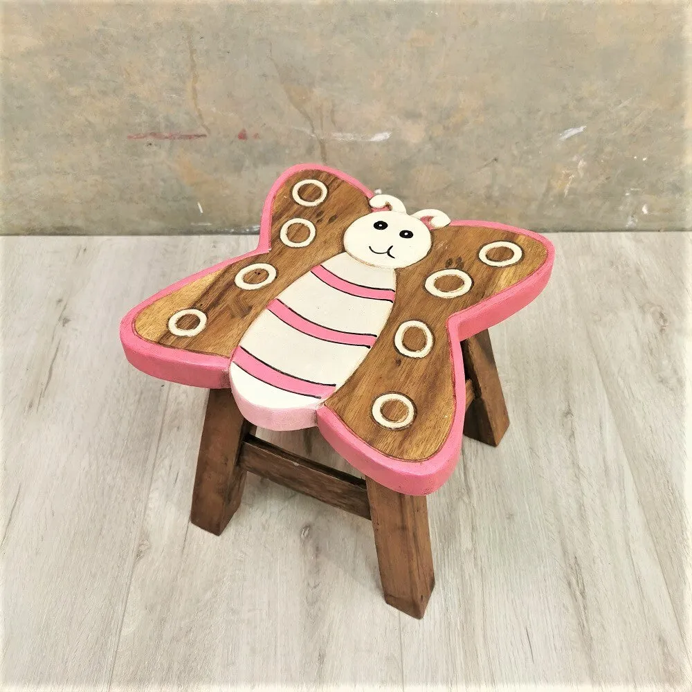 Kids Chair Wooden Stool Animal BUTTERFLY Theme Children’s Chair and Toddlers Stepping Stool