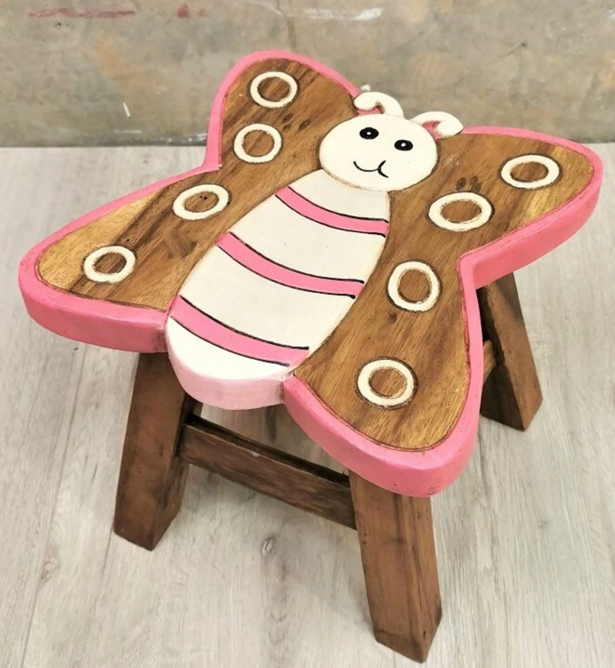 Kids Chair Wooden Stool Animal BUTTERFLY Theme Children’s Chair and Toddlers Stepping Stool