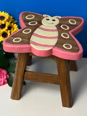 Kids Chair Wooden Stool Animal BUTTERFLY Theme Children’s Chair and Toddlers Stepping Stool