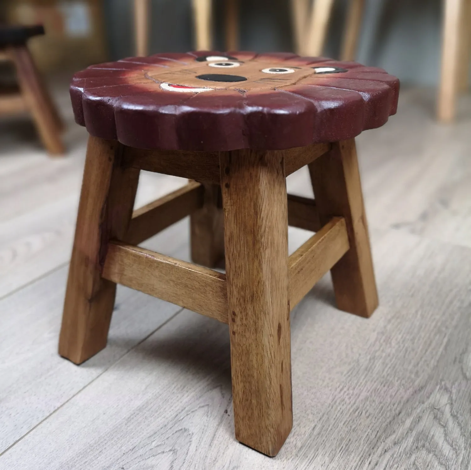 Kids Chair Wooden Stool Animal Lion Theme Children’s Chair and Toddlers Stepping Stool.