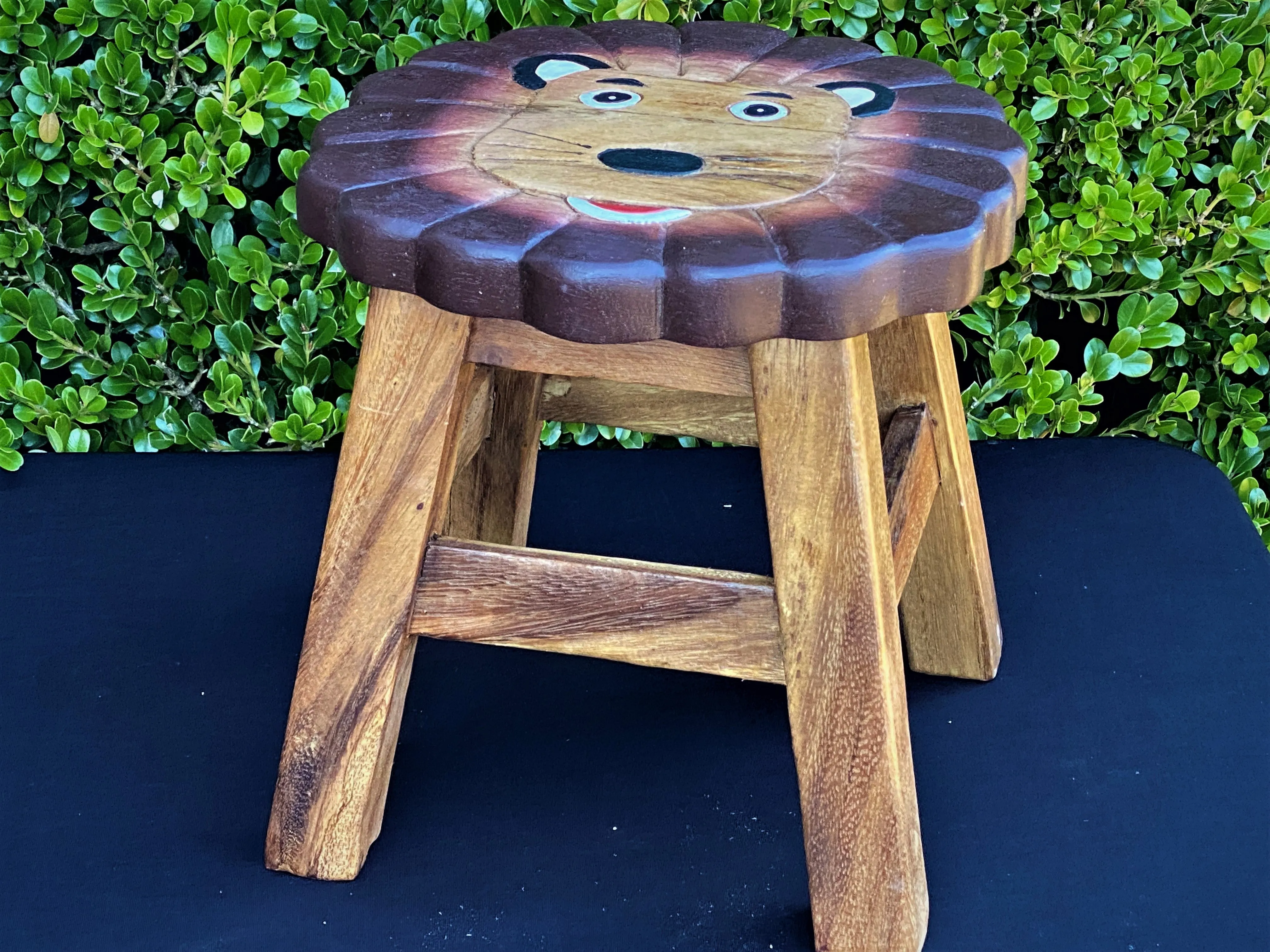 Kids Chair Wooden Stool Animal Lion Theme Children’s Chair and Toddlers Stepping Stool.