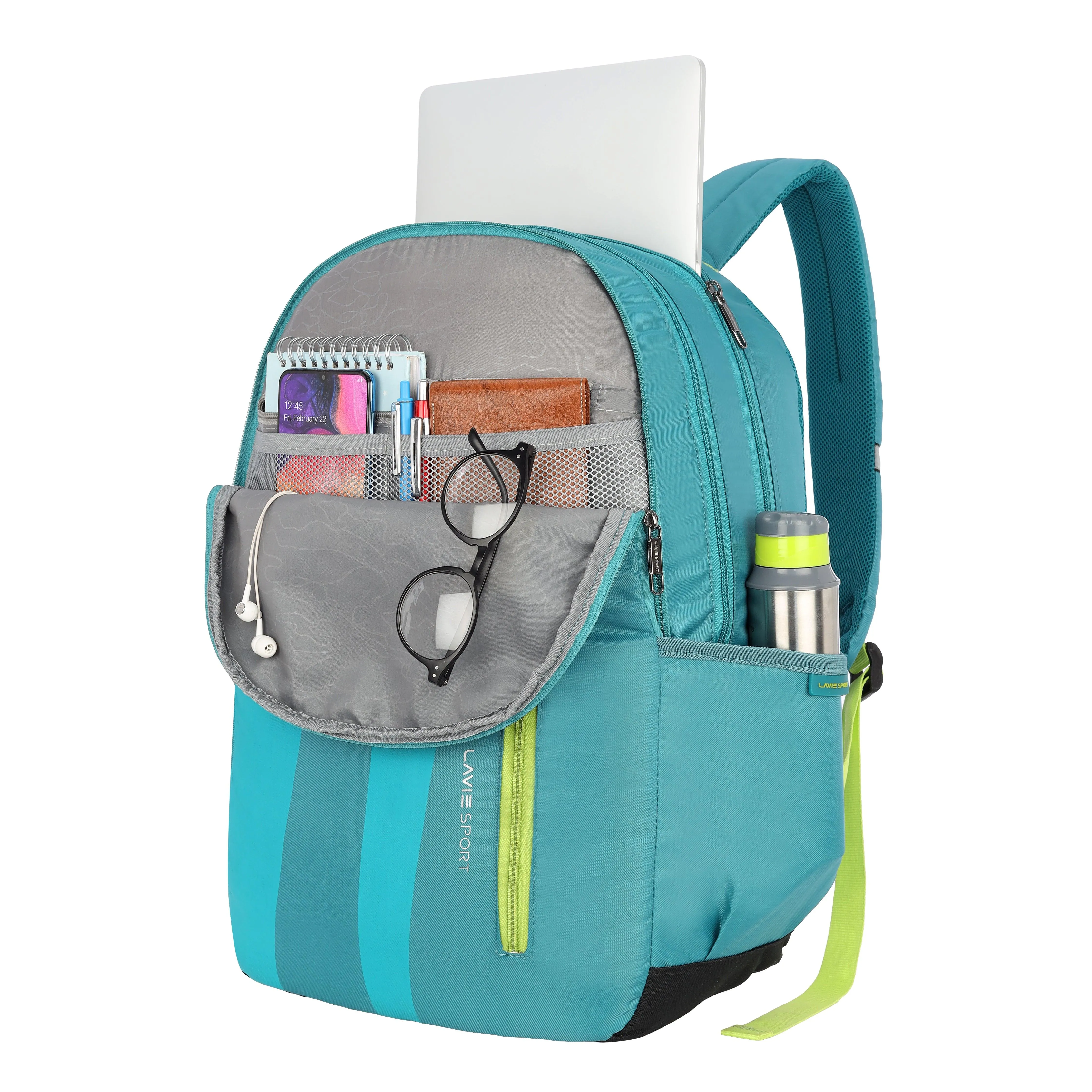 Lavie Sport Bolt 31L Laptop Backpack For Men & Women | College Bag For Boys & Girls Teal