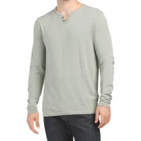 Lucky Brand Men's Venice Burnout 2 Button Long Sleeve Tee Top