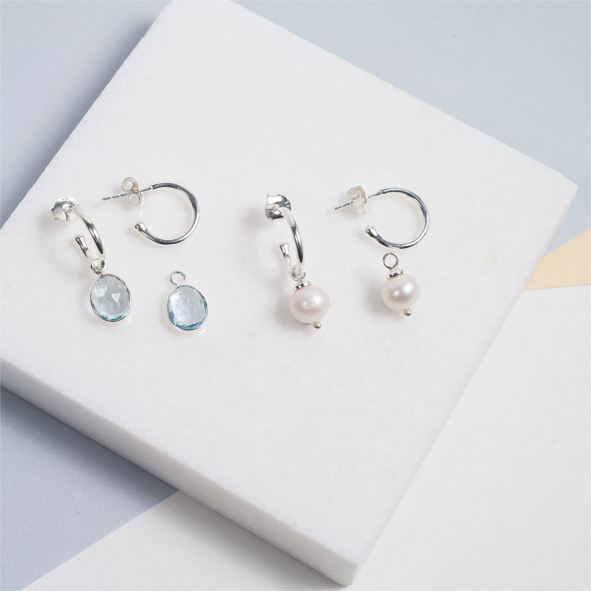 Manhattan Silver & Freshwater Pearl Interchangeable Hoop Earrings