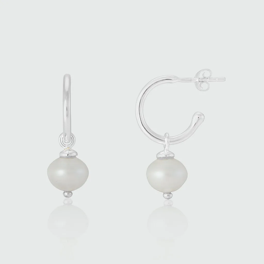 Manhattan Silver & Freshwater Pearl Interchangeable Hoop Earrings