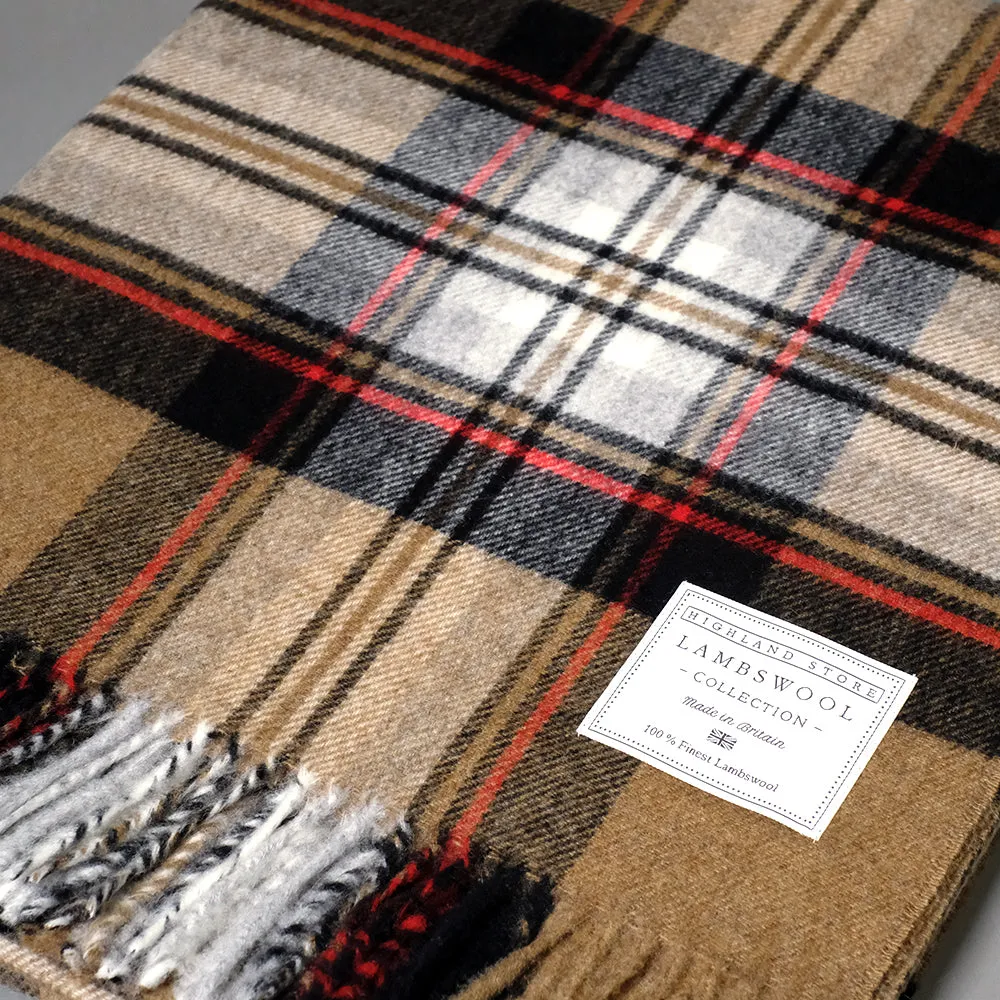 Merino Wool Camel Stewart Tartan Blanket