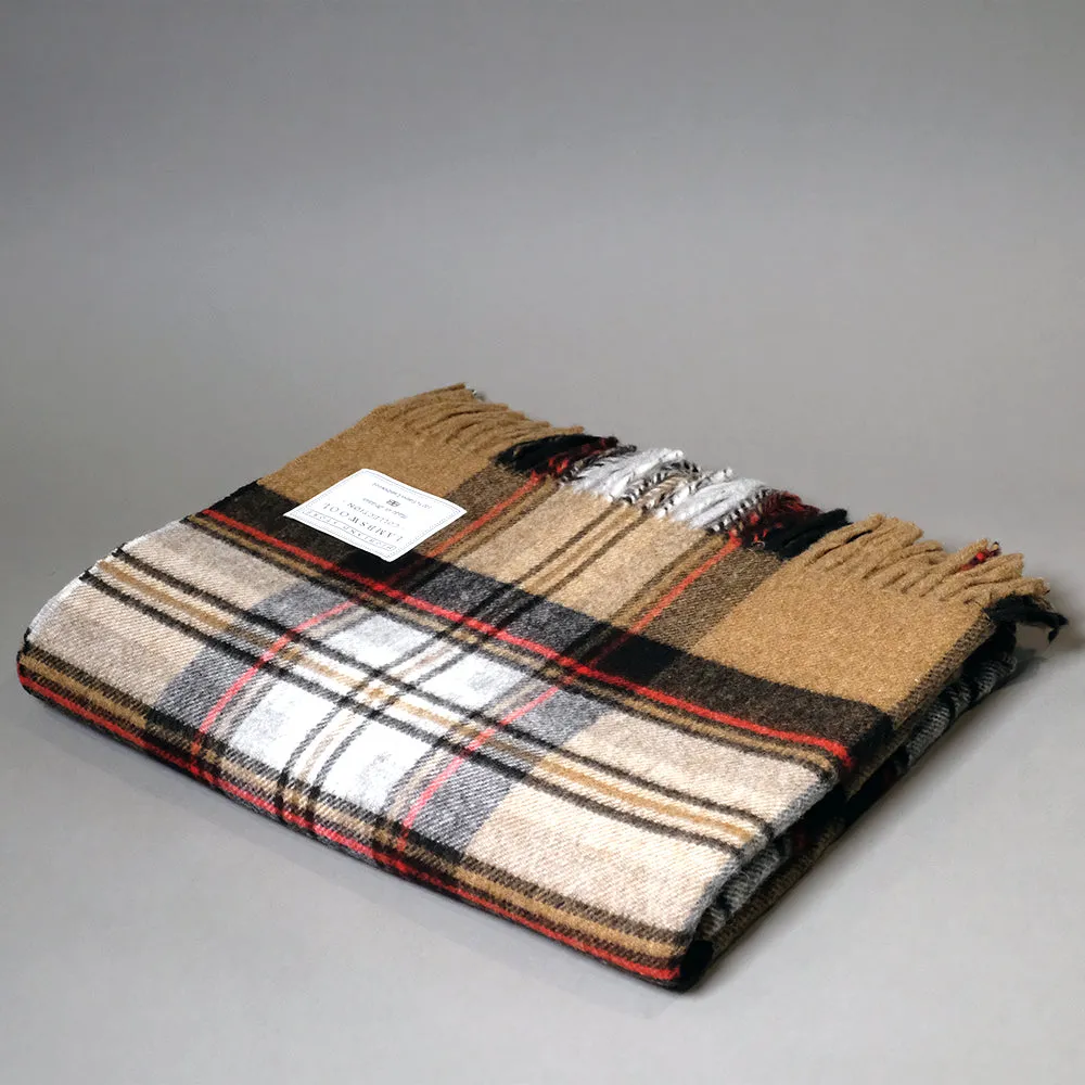 Merino Wool Camel Stewart Tartan Blanket