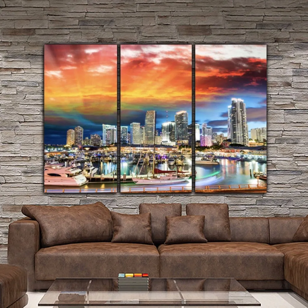 Miami Skyline Canvas Wall Art