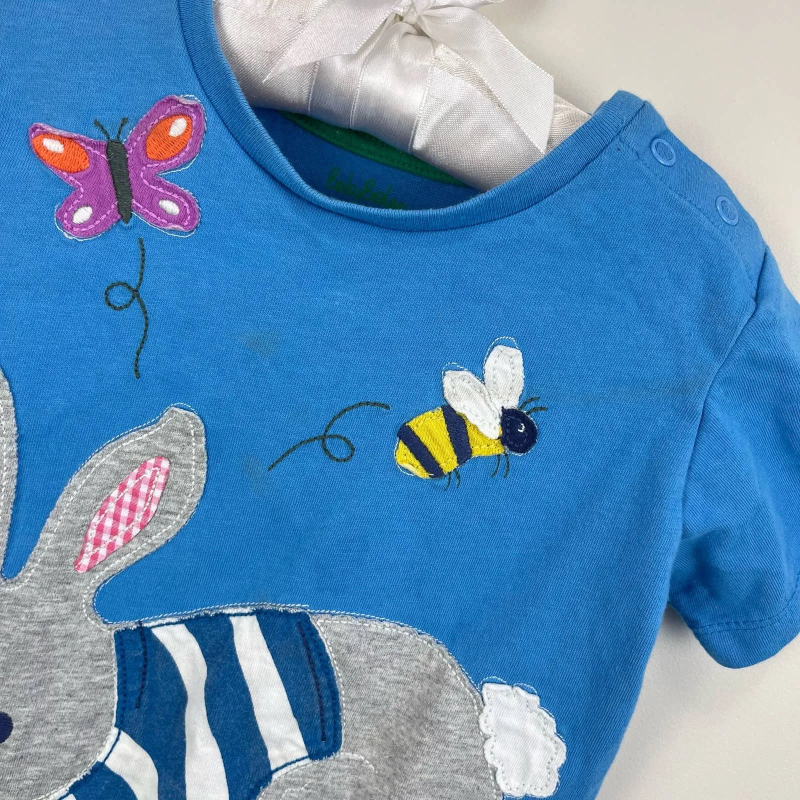 Mini Boden Applique Jersey Tee Bright Bluebell Bunny 18-24 Months