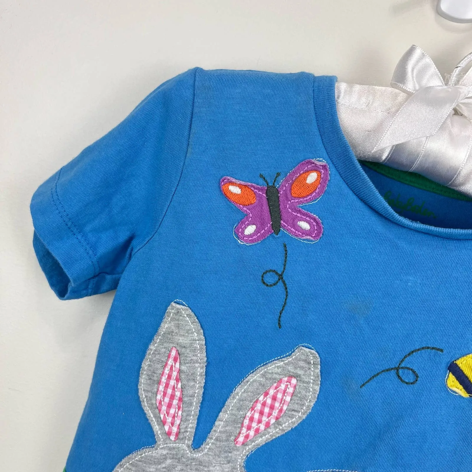 Mini Boden Applique Jersey Tee Bright Bluebell Bunny 18-24 Months