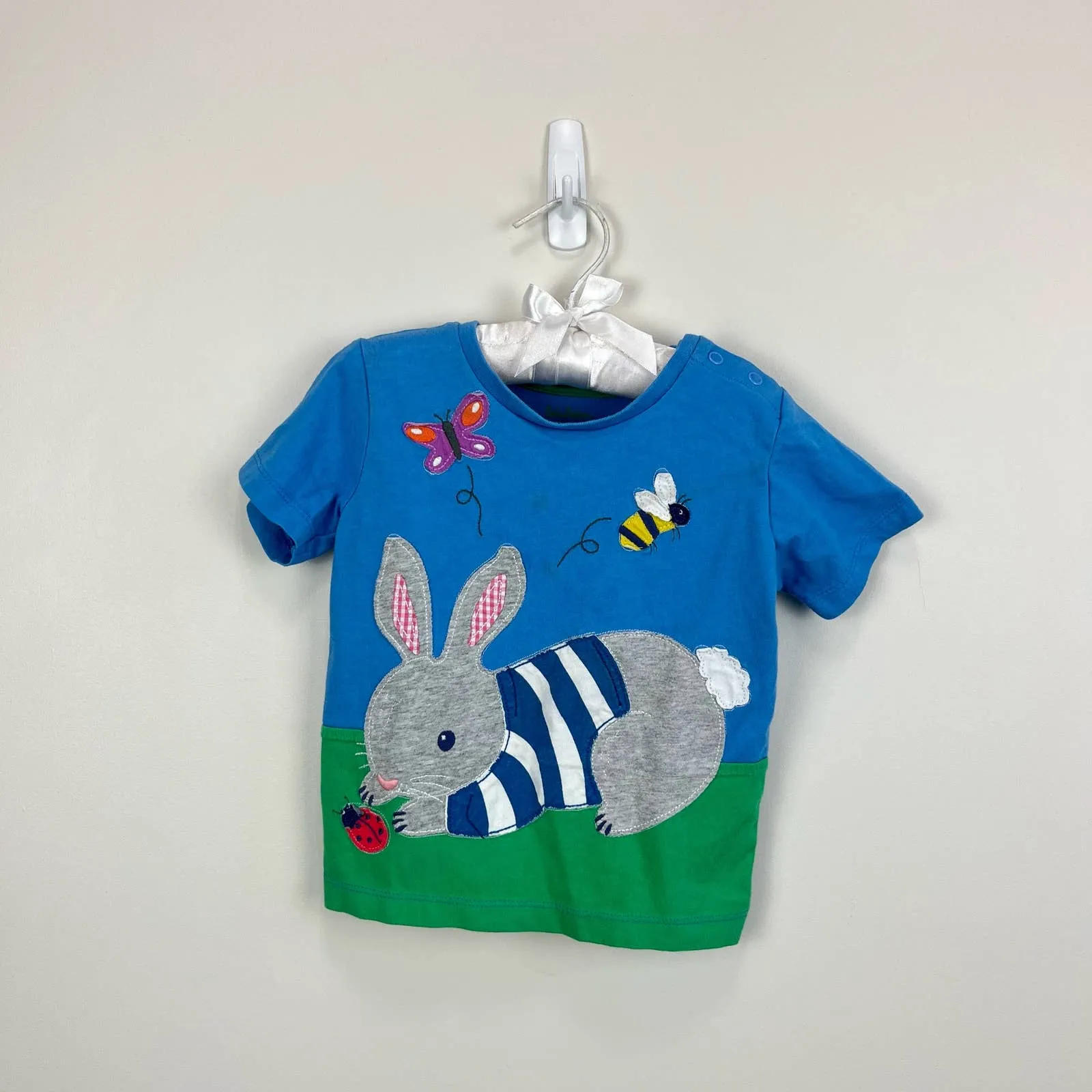 Mini Boden Applique Jersey Tee Bright Bluebell Bunny 18-24 Months