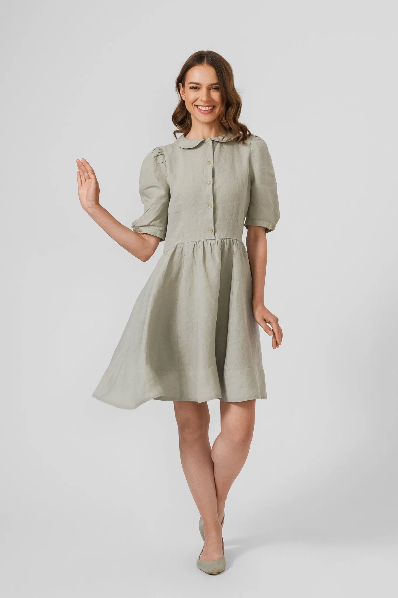 Mini Classic Dress, Puff Sleeve