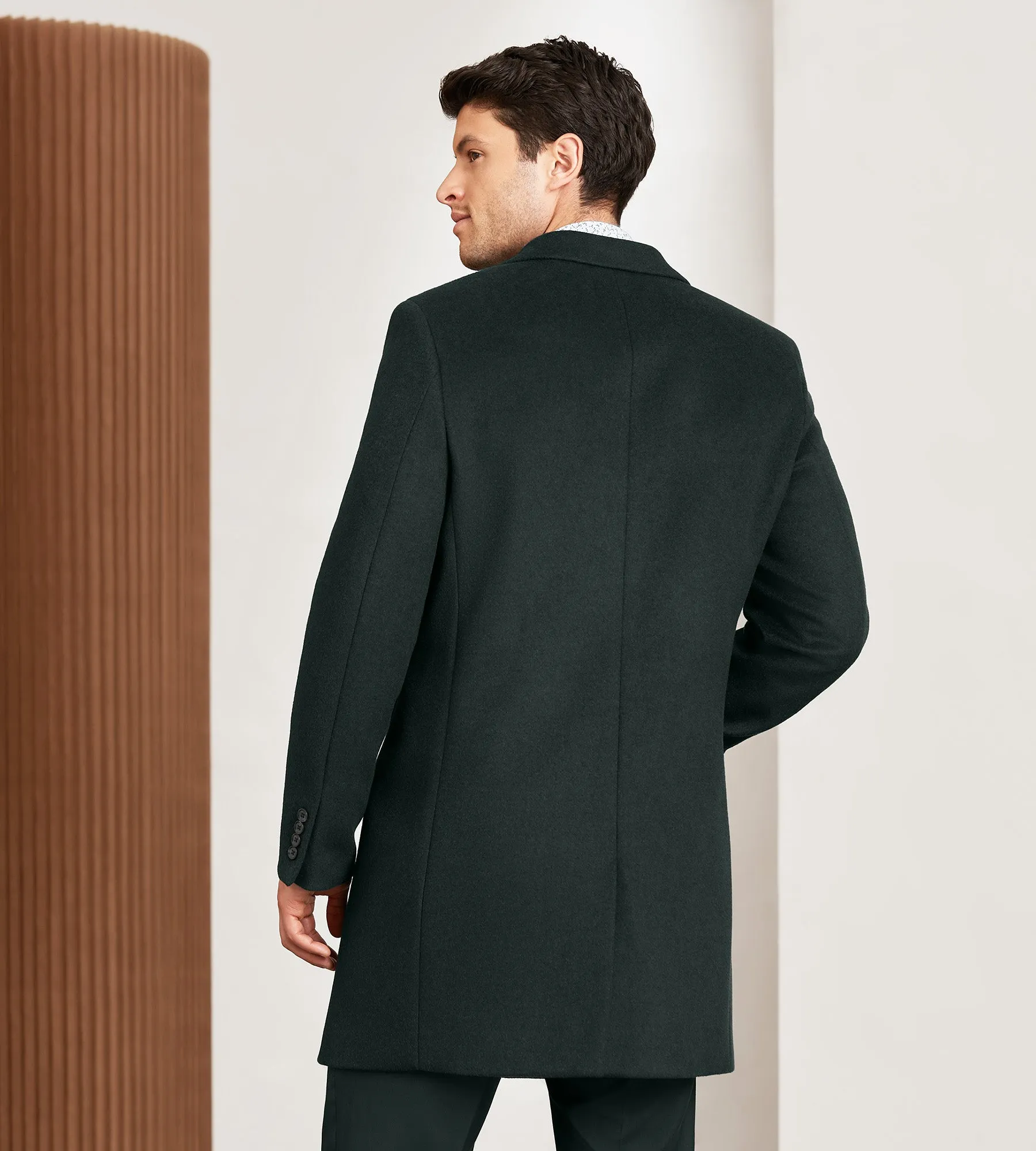 Modern Fit Water-Resistant Long Wool Coat