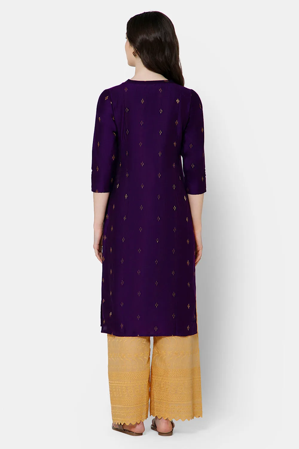 Mythri Women's Straight Ethnic kurta - Purple - KU63