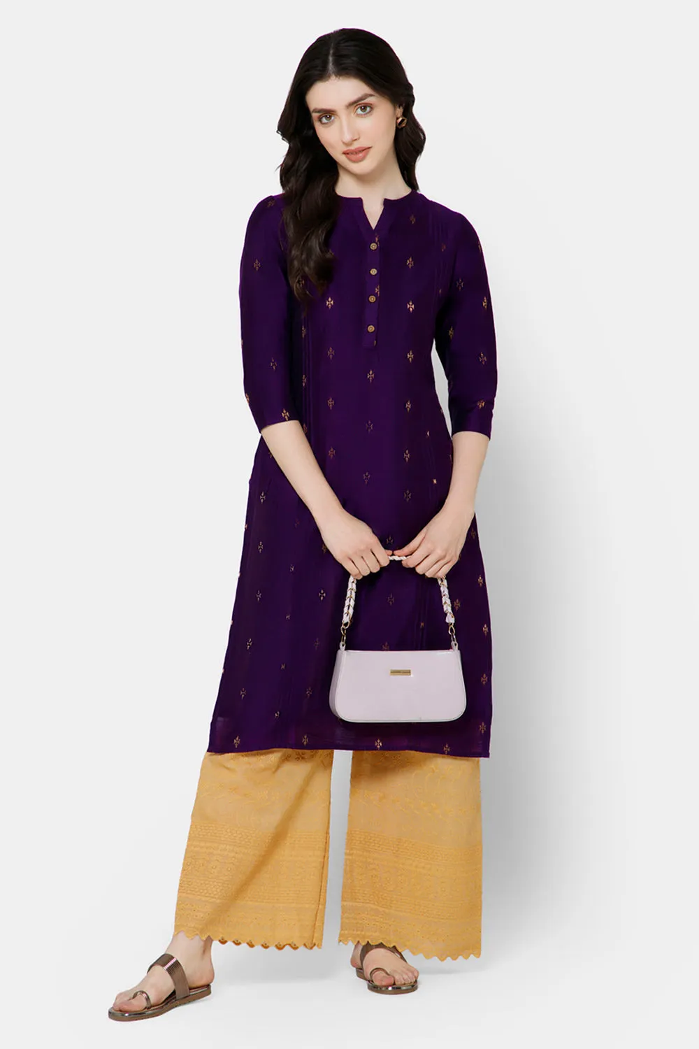 Mythri Women's Straight Ethnic kurta - Purple - KU63