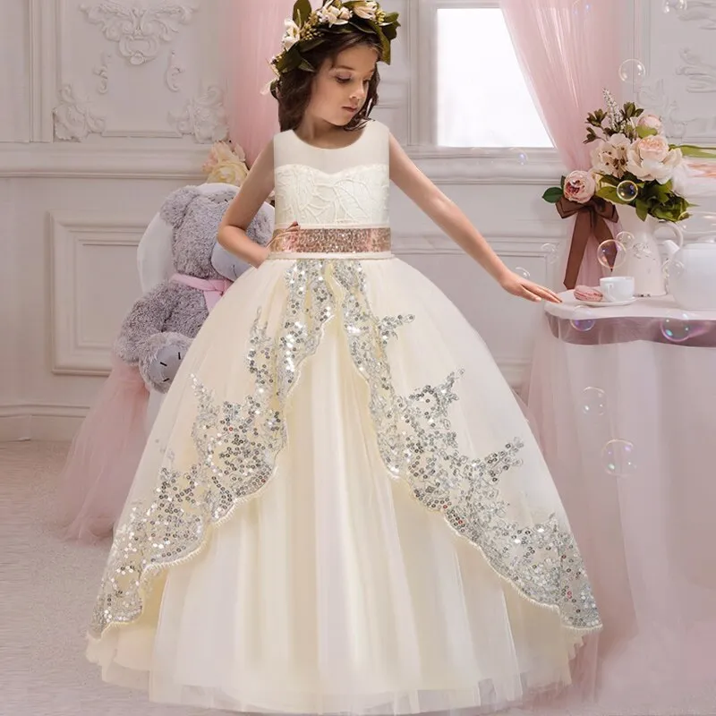 New Girls'Back Hollow Flower Dress Flower Boy High-end Wedding Dress Elegant Girls' Flower-lace Banquet vestidos de fiesta