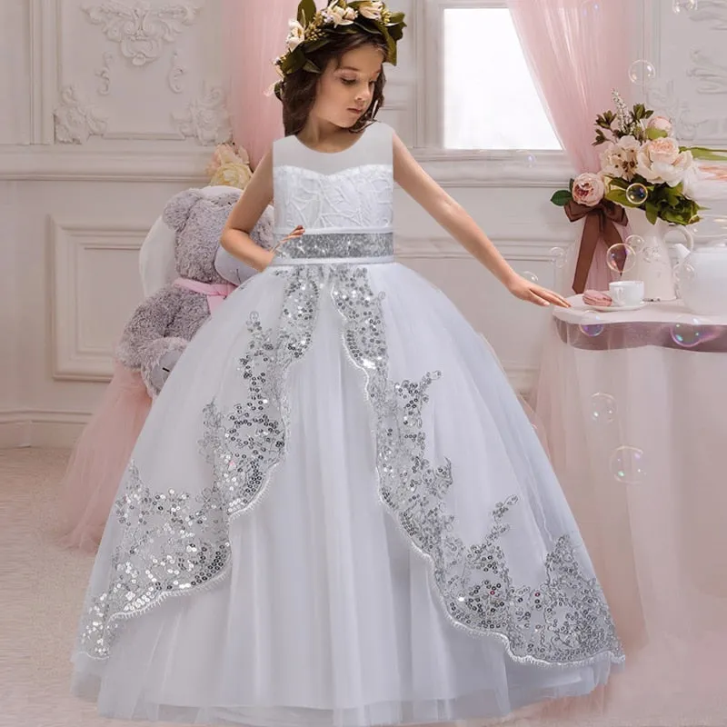 New Girls'Back Hollow Flower Dress Flower Boy High-end Wedding Dress Elegant Girls' Flower-lace Banquet vestidos de fiesta