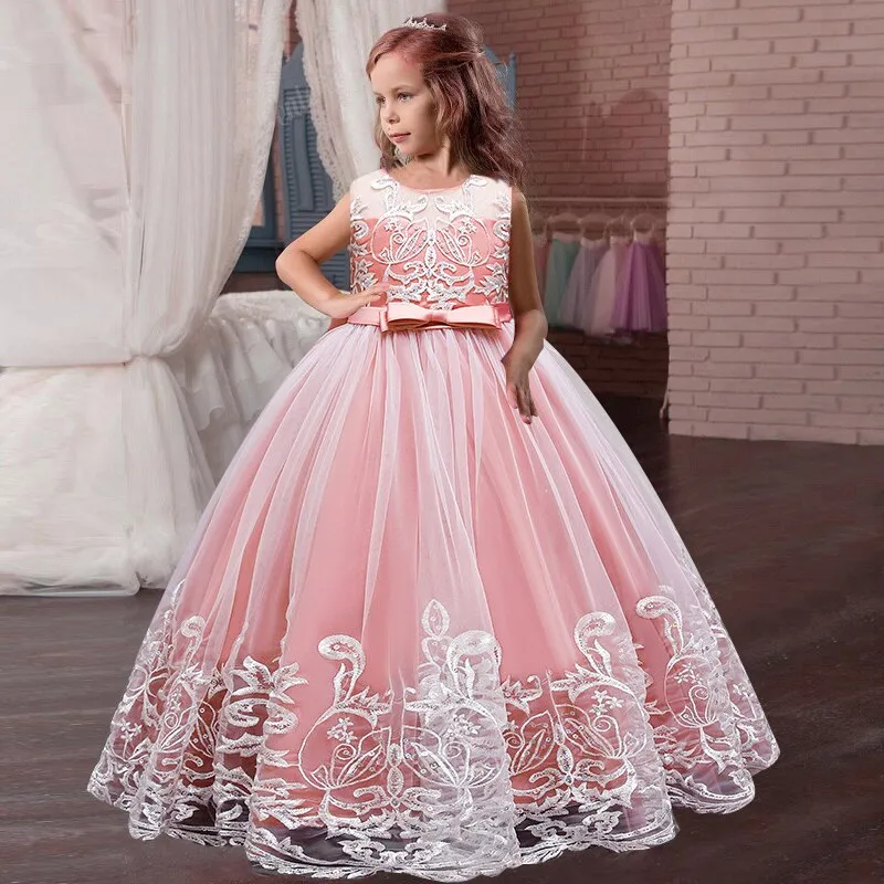 New Girls'Back Hollow Flower Dress Flower Boy High-end Wedding Dress Elegant Girls' Flower-lace Banquet vestidos de fiesta