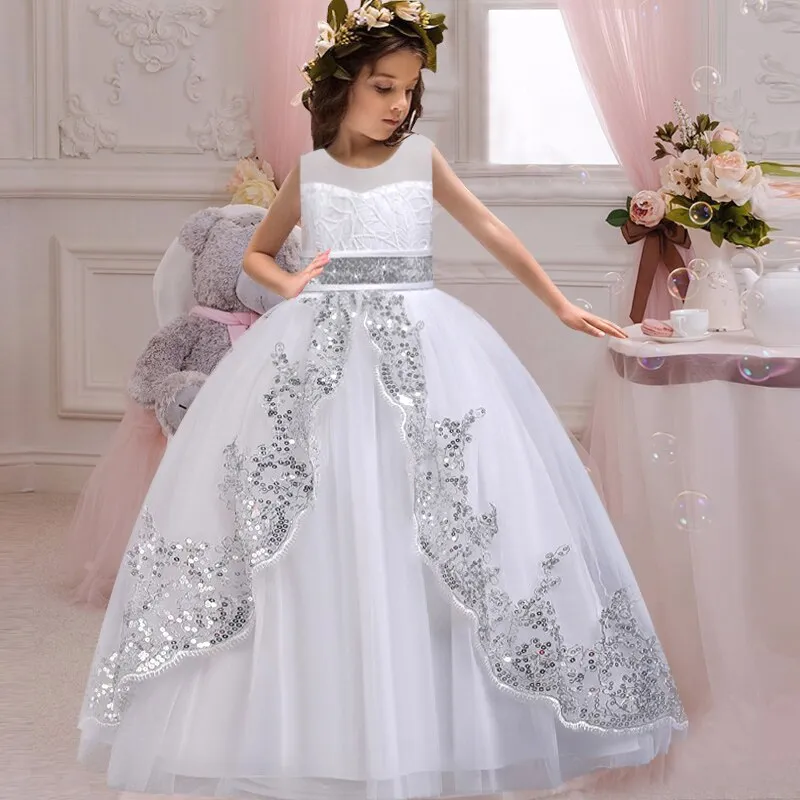 New Style Girl Wedding Dress Flower Bridesmaid Banquet Segments Show Long Dress Girl Graduation Shop Party Long Dress