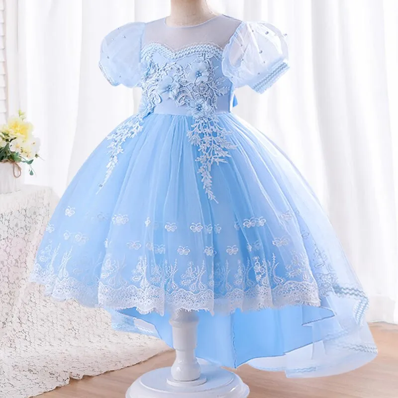 New Summer Girl Princess Wedding Banquet Segment Tail Dress Girl Campus Graduation Party Dance Tail Dress vestidos