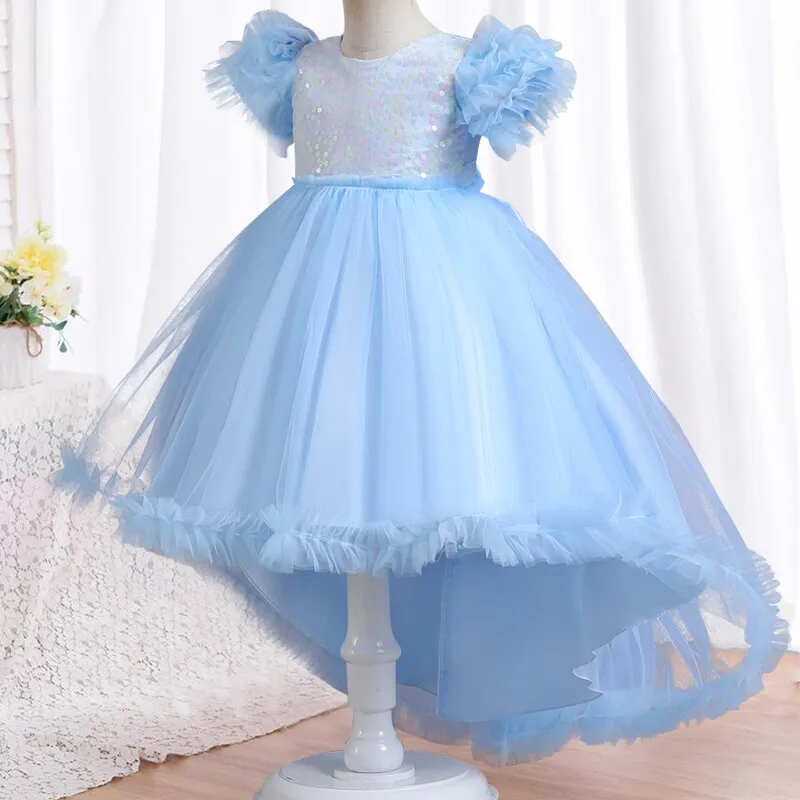 New Summer Girl Princess Wedding Banquet Segment Tail Dress Girl Campus Graduation Party Dance Tail Dress vestidos