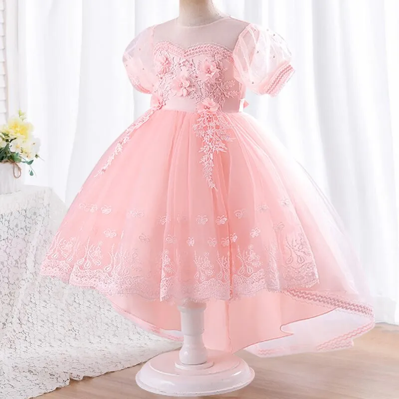 New Summer Girl Princess Wedding Banquet Segment Tail Dress Girl Campus Graduation Party Dance Tail Dress vestidos