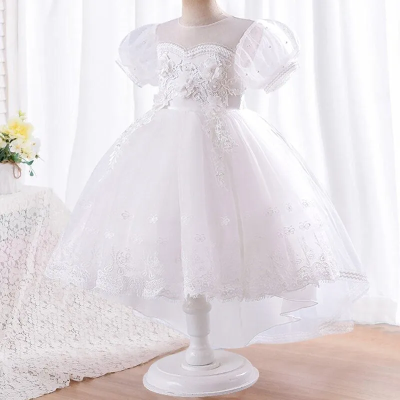 New Summer Girl Princess Wedding Banquet Segment Tail Dress Girl Campus Graduation Party Dance Tail Dress vestidos